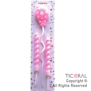 VELA GLOBO ROSA x 3 UNIDADES